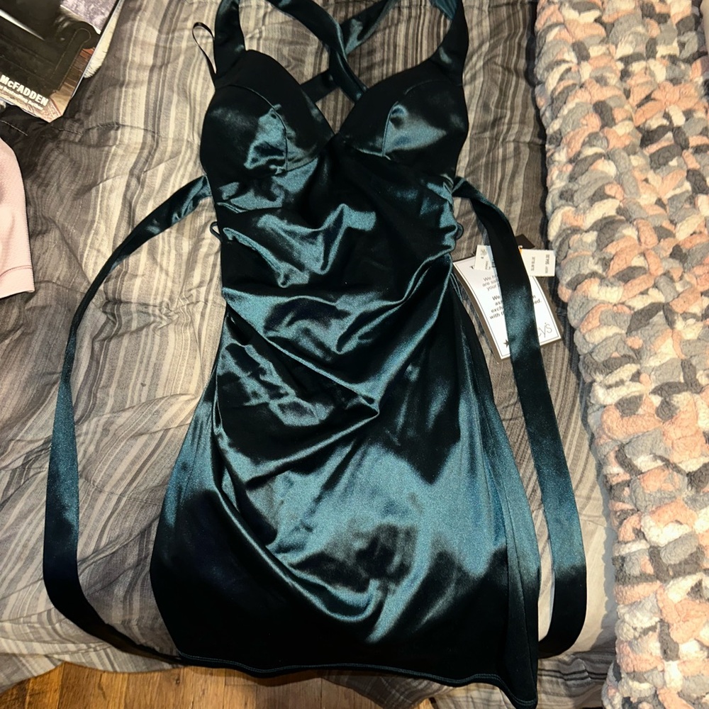 slim blue dress